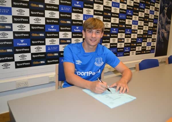 Former Spireites prospect Danny Bramall signs his first professional contract with Everton