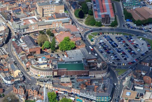 Chesterfield town centre from above