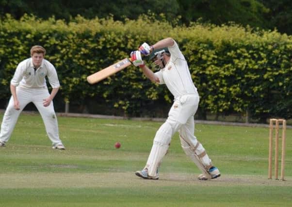Holmewood all-rounder Matt Ryalls on his way to a half-century against high-flying Brailsford and Ednaston.