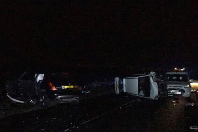 Horror crash on the A623 near Tideswell. Pic: Derbyshire Roads Police, Twitter.