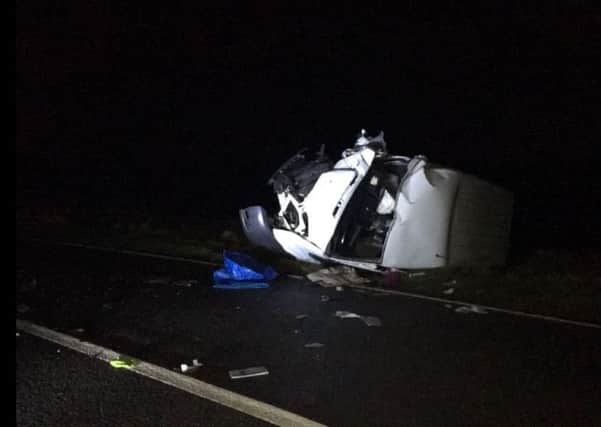 Horror crash on the A623 near Tideswell. Pic: Derbyshire Roads Police, Twitter.