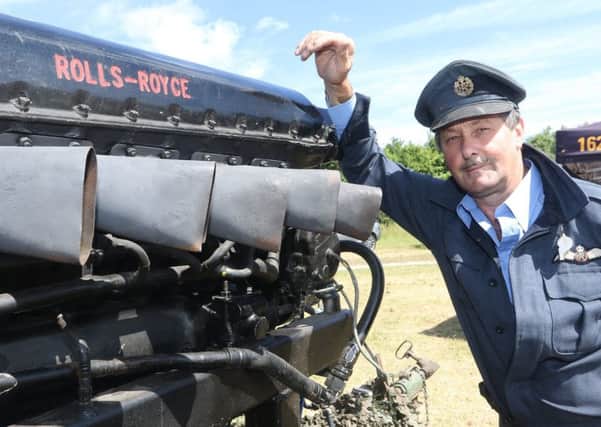 Stuart Martin with a Meteor Merlin engine from a Centurian tank at the Staveley Armed Forces Day
