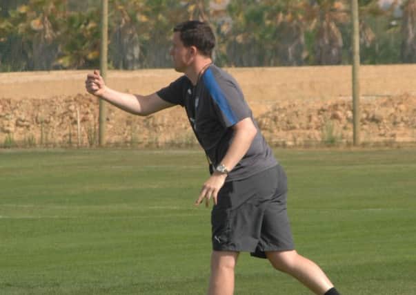 Gary Caldwell makes his point in training