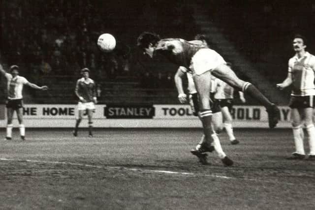 From 29th April 1980, Ernie Moss scoring the opening goal in Chesterfields 2-0 win at Bramall Lane.