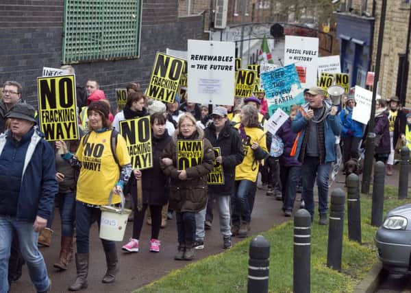 A protest march took place earlier this year against plans to carry out fracking in Marsh Lane.