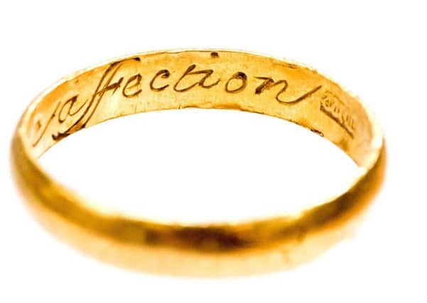 The 17th century posey ring, inscribed with the words let Reason Rule Affection.