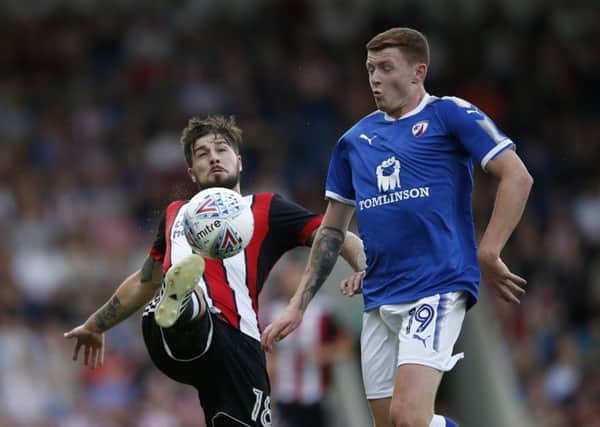 Kieron Freeman of Sheffield Utd in action with Dion Donohue of Chesterfield during the pre season friendly at the Procact Stadium, Chesterfield. Picture date: July 18th 2017. Picture credit should read: Simon Bellis/Sportimage
