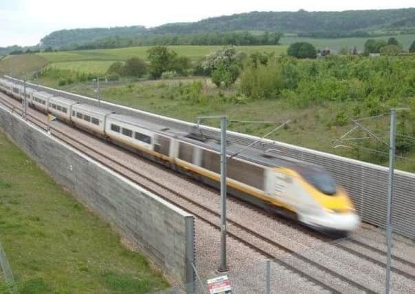 A high-speed train in southern England.