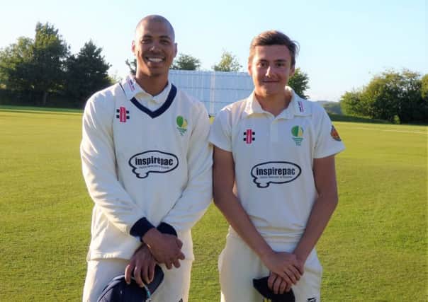 Chesterfield heroes Josh Savage, who took six wickets, and Luke Baddeley, who took two wickets in the final over.