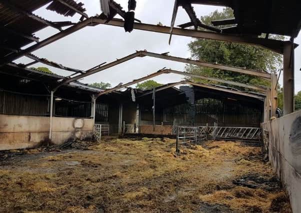 The barn fire in Middleton by Youlgrave. Photo: Derbyshire Rural Crime Team.