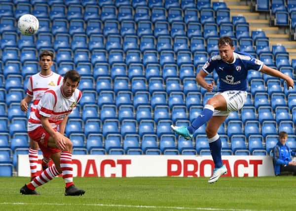 Picture Andrew Roe/AHPIX LTD, Football, Pre Season Friendly, Chesterfield Town v Doncaster Rovers, Proact Stadium, 29/07/17, K.O 3pm

Chesterfield's Kristian Dennis has a shot on goal

Andrew Roe>>>>>>>07826527594