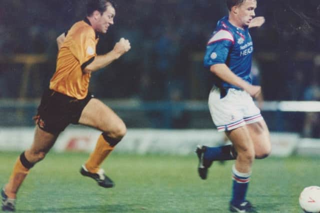 Chesterfield's Kevin Davies in action against Wolves.