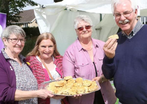 Ashgate Hospice summer fair, on the parents group cake stall, Pat Thorpe, Chris Oldham, Ann Edwards and Wilf Dungworth