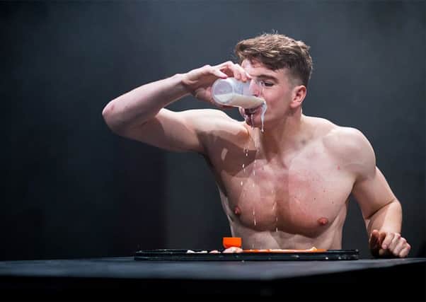 Jonno Davies on stage in the acclaimed production of A Clockwork Orange.