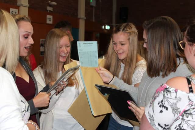 Eckington School pupils pick up their GCSE results. Lucy Hattersley, Emily Nicholson, Tilly Simpson and Lauren Butler