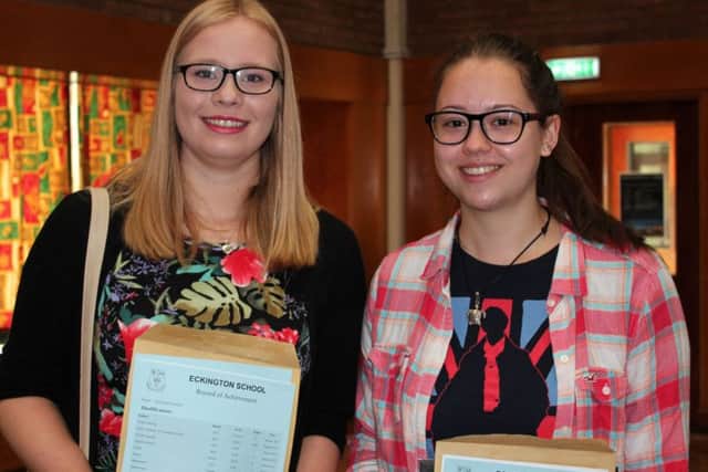 Eckington School pupils pick up their GCSE results. Georgia Priestly and Isobel Buckle