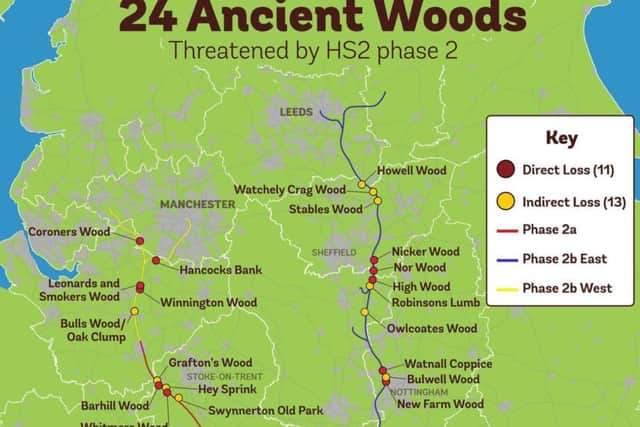 Map issued by the Woodland Trust.