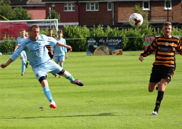 Lee Clay shoots at goal. Picture by David Clark.