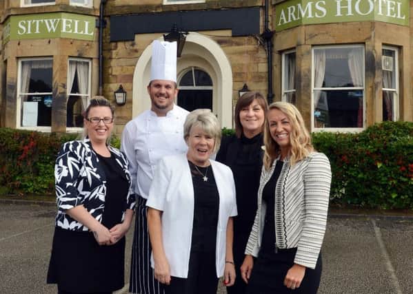 Sitwell Arms Renishaw happy HS2 route wont effect them. Rebecca Selby duty manager, Daniel Nott general manager and executive chef, Gloria Selby owner, Tracey Francis reception and Jo-Anne Oldfield managing director.