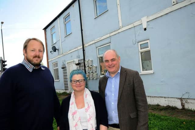 Toby Perkins MP, pictured with project co-ordinator Beth Robson-Smith and the Rev. Canon Matthew Barnes during his visit to Hope House on Friday.