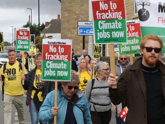 Anti fracking protesters taking part in Saturday's demonstration.