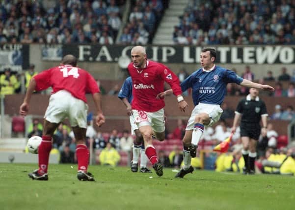 Chesterfield v Middlesbrough 1997 FA cup semi final. Fabrizio Ravanelli in action for Boto.