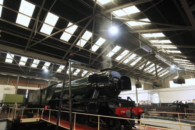 The Flying Scotsman pictured inside the roundhouse.