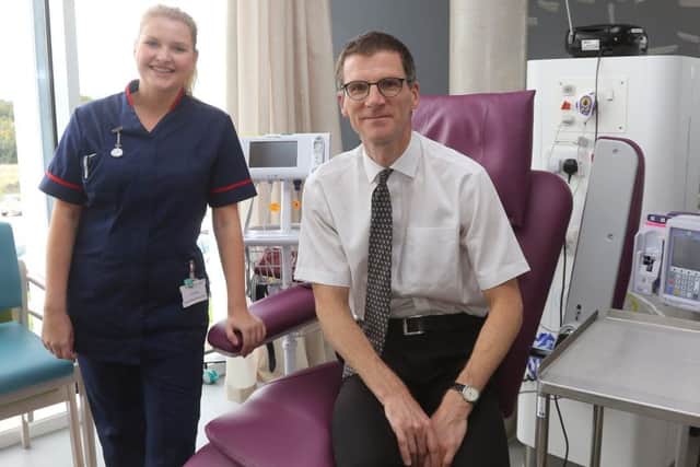 NGS Macmillan Unit, chemotherapy matron Carly Starkey and Dr Roger Start in the chemotherapy suite