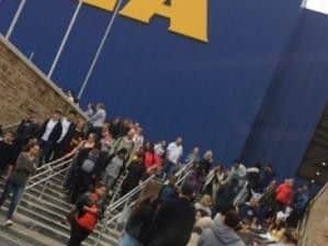 People outside the Ikea store.