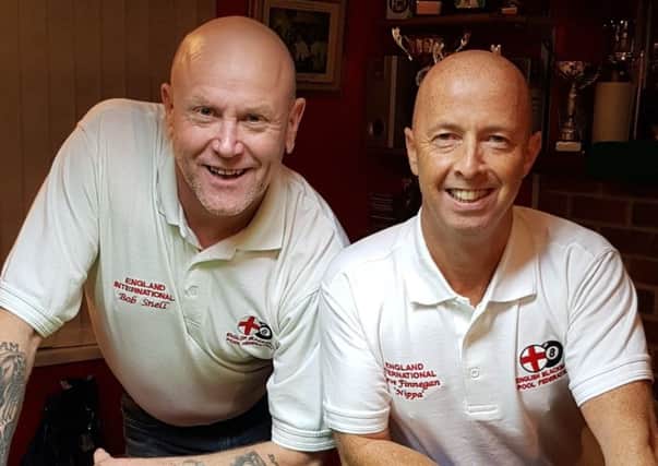 Pool players Steve Finnegan and Bob Snell, who are to represent England.