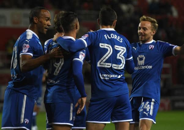 Picture Andrew Roe/AHPIX LTD, Football, Checkatrade Trophy, Rotherham United v Chesterfield Town, New York Stadium, 03/10/17, K.O 7pm

Chesterfield's players celebrate Diego De Girolamo's goal

Andrew Roe>>>>>>>07826527594