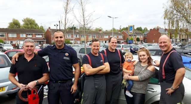 Toddler noah was rescued by the fire service after the car locked with the  keys on the seat