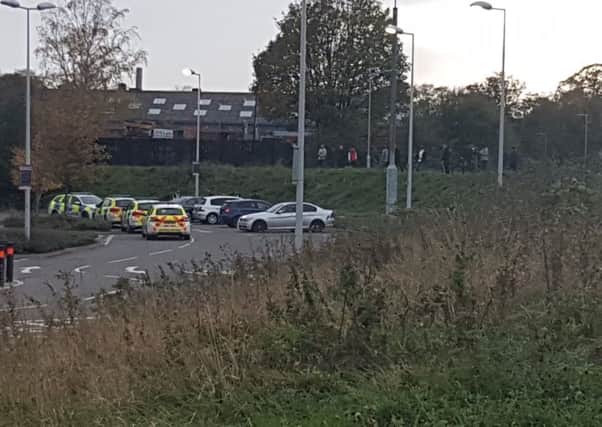 Police at Spire Walk Business Park yesterday.