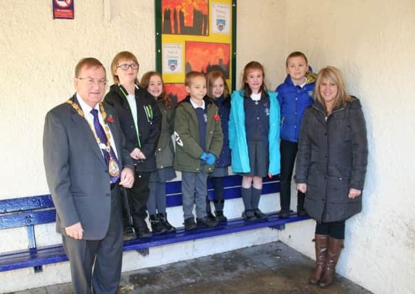 Pupils of St Andrew's School, Dronfield, with town mayor Councillor Philip Wright.