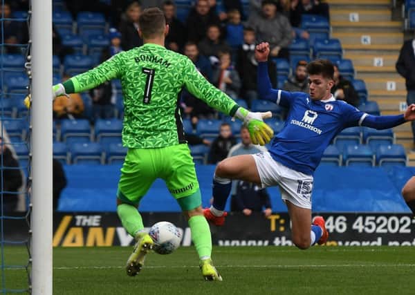 Picture Andrew Roe/AHPIX LTD, Football, EFL Sky Bet League Two, Chesterfield Town v Carlisle United, Proact Stadium, 28/10/17, K.O 3pm

Chesterfield's Joe Rowley narrowly misses a chance

Andrew Roe>>>>>>>07826527594