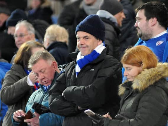 Fans pictured ahead Chesterfield's crucial 3-2 win over Forest Green