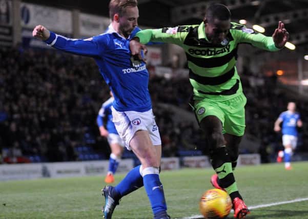 Chesterfield FC v Forest Green Rovers.
Andy Kellett in first half action.