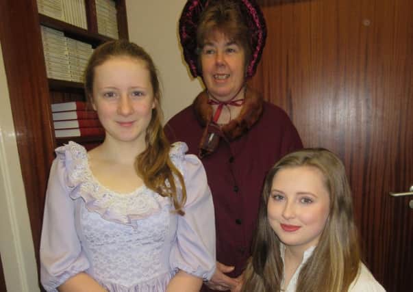 Caroline Dellow as Lady Gwendoline Basketball, with sisters Suzi and Abi Hobbs.