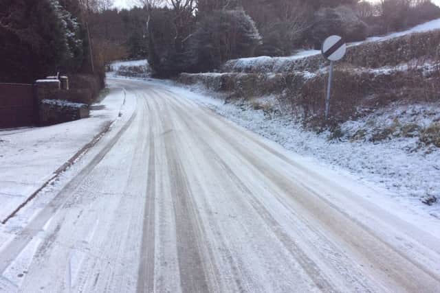 An ungritted road in Troway.