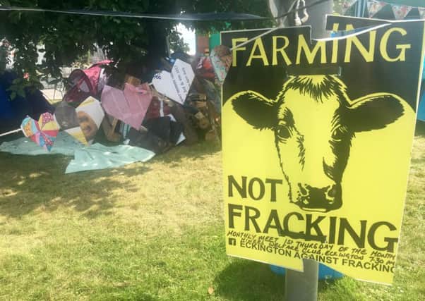 An anti-fracking campaign was held outside drilling company PR Marriott's in Danesmoor, Derbyshire.