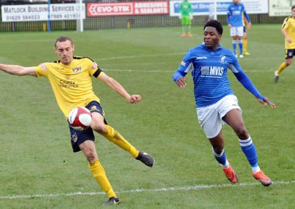 Matlock Town v Nantwich Town.
Ricky German in first half action.