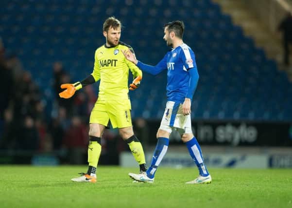 Chesterfield vs Doncaster Rovers - Tommy Lee and Sam Hird at full time - Pic By James Williamson