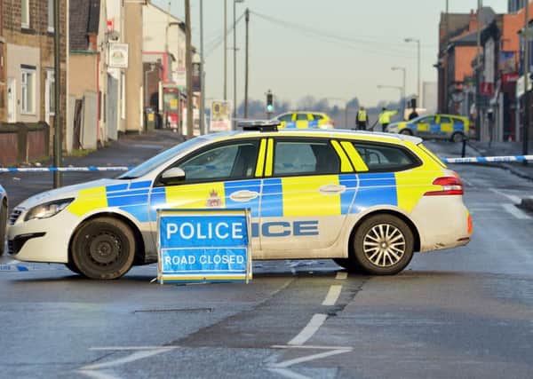 A police cordon on Sheffield Road on Tuesday.