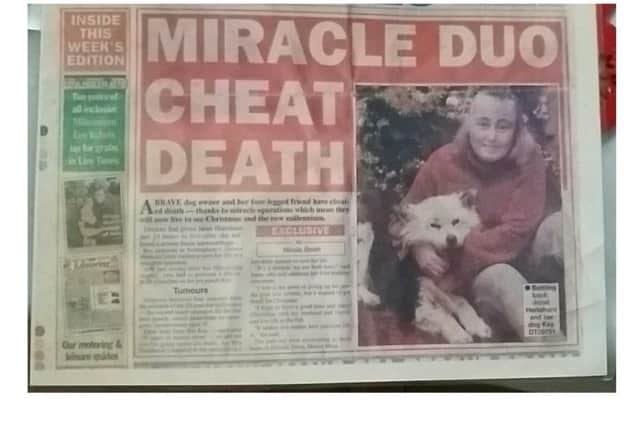Janet Hartshorn and her pet dog Kay were featured in the Derbyshire Times in 1999.