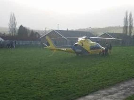 Air ambulance close to Kingsclere Walk in Grangewood this morning. Picture submitted.