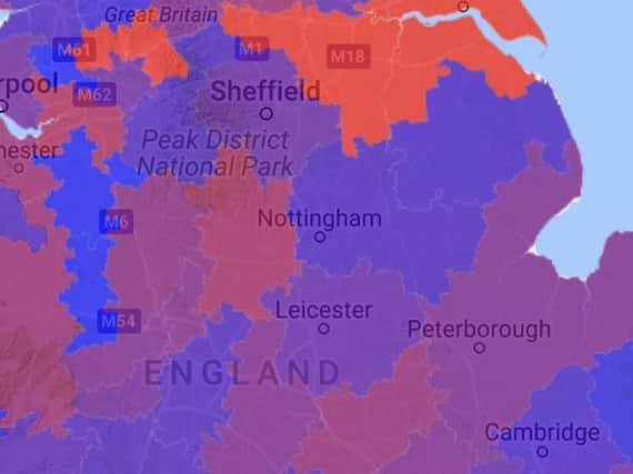 The map shows the worst affected areas of the UK.