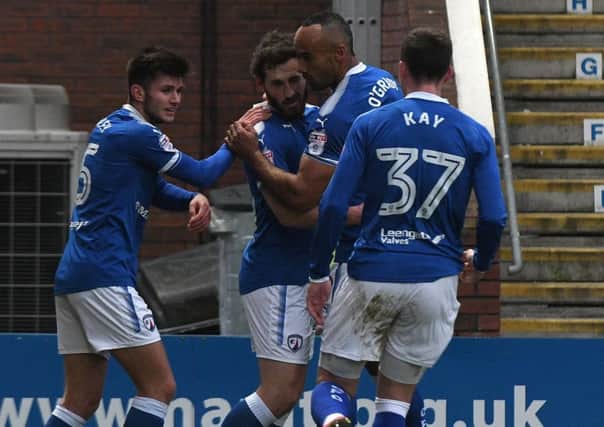 Picture Andrew Roe/AHPIX LTD, Football, EFL Sky Bet League Two, Chesterfield FC v Luton Town, Proact Stadium, 13/01/18, K.O 3pm

Chesterfield's players celebrate Jak McCourt's goal

Andrew Roe>>>>>>>07826527594