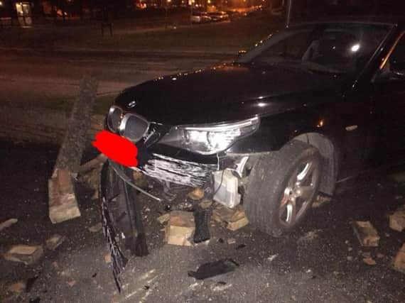 A driver forced this car off the road and it crashed in to a pub and police are appealing for witnesses