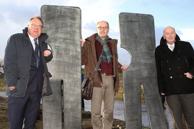 County Councillor Tony King, artist Stephen Broadbent and the Duke of Devonshire.