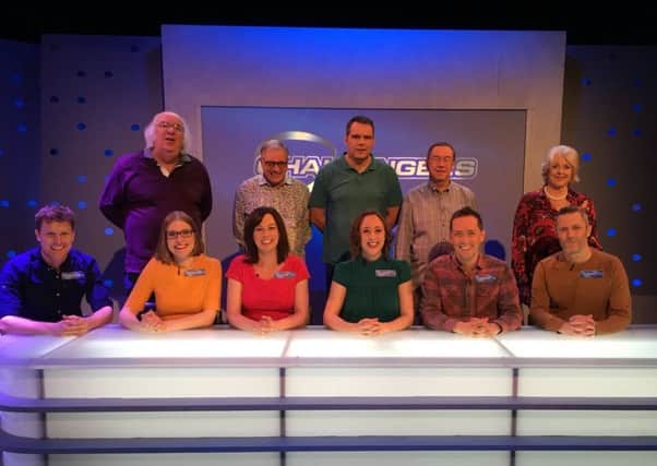 Daniel Henshaw, front left, an author and teacher from Wirksworth was part of a team of writers taking on the Eggheads in the BBC television quiz